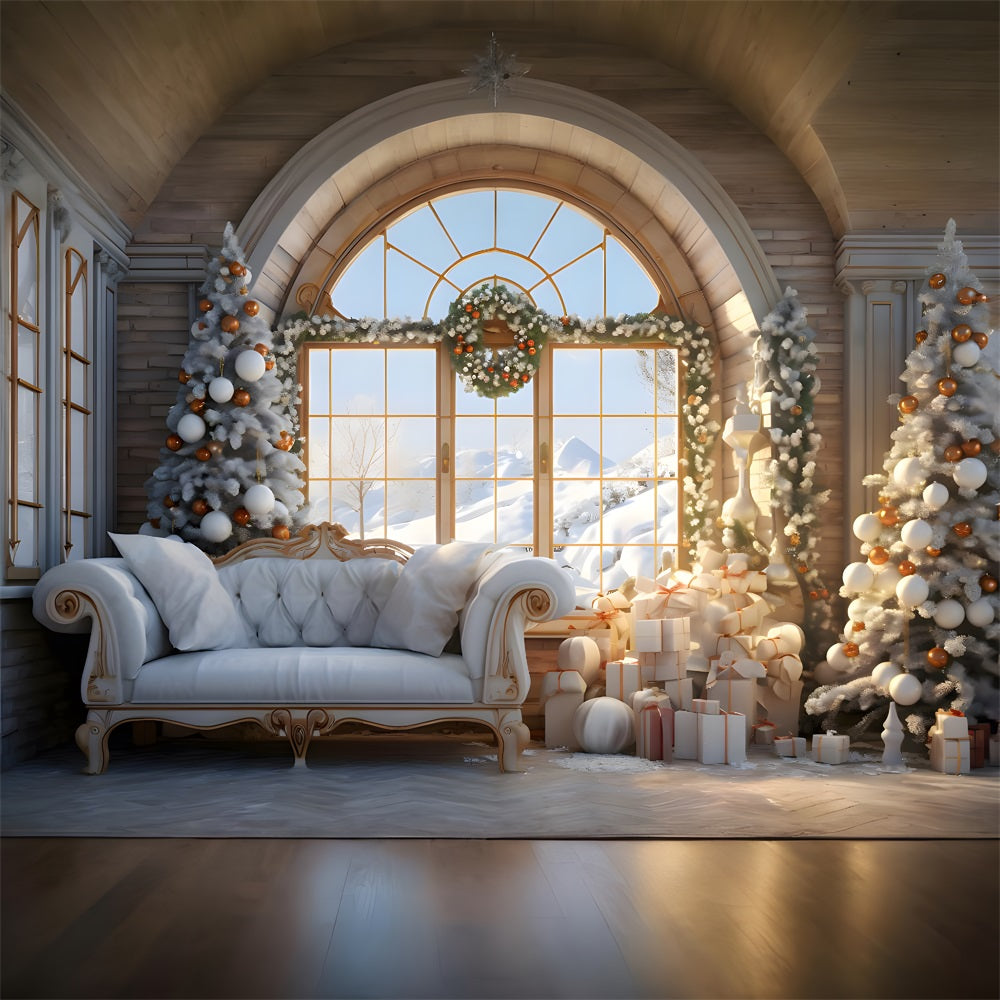 Christmas Cozy Living Room Snow Backdrop UK RR8-218