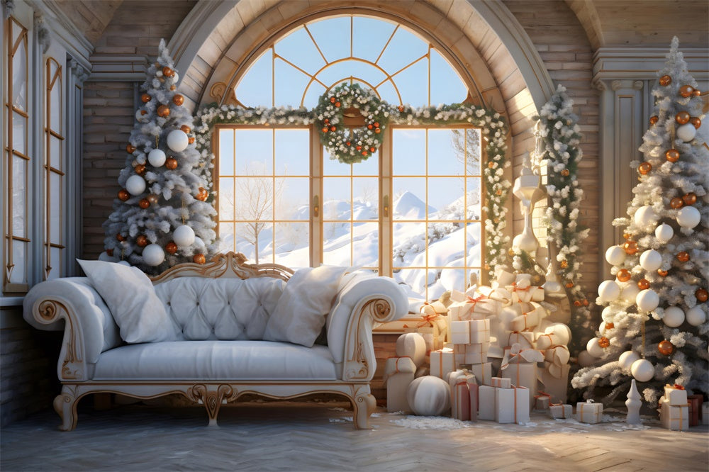 Christmas Cozy Living Room Snow Backdrop UK RR8-218