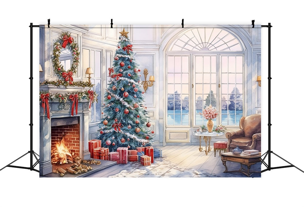 Christmas Cozy Living Room Fireplace Backdrop UK RR8-219