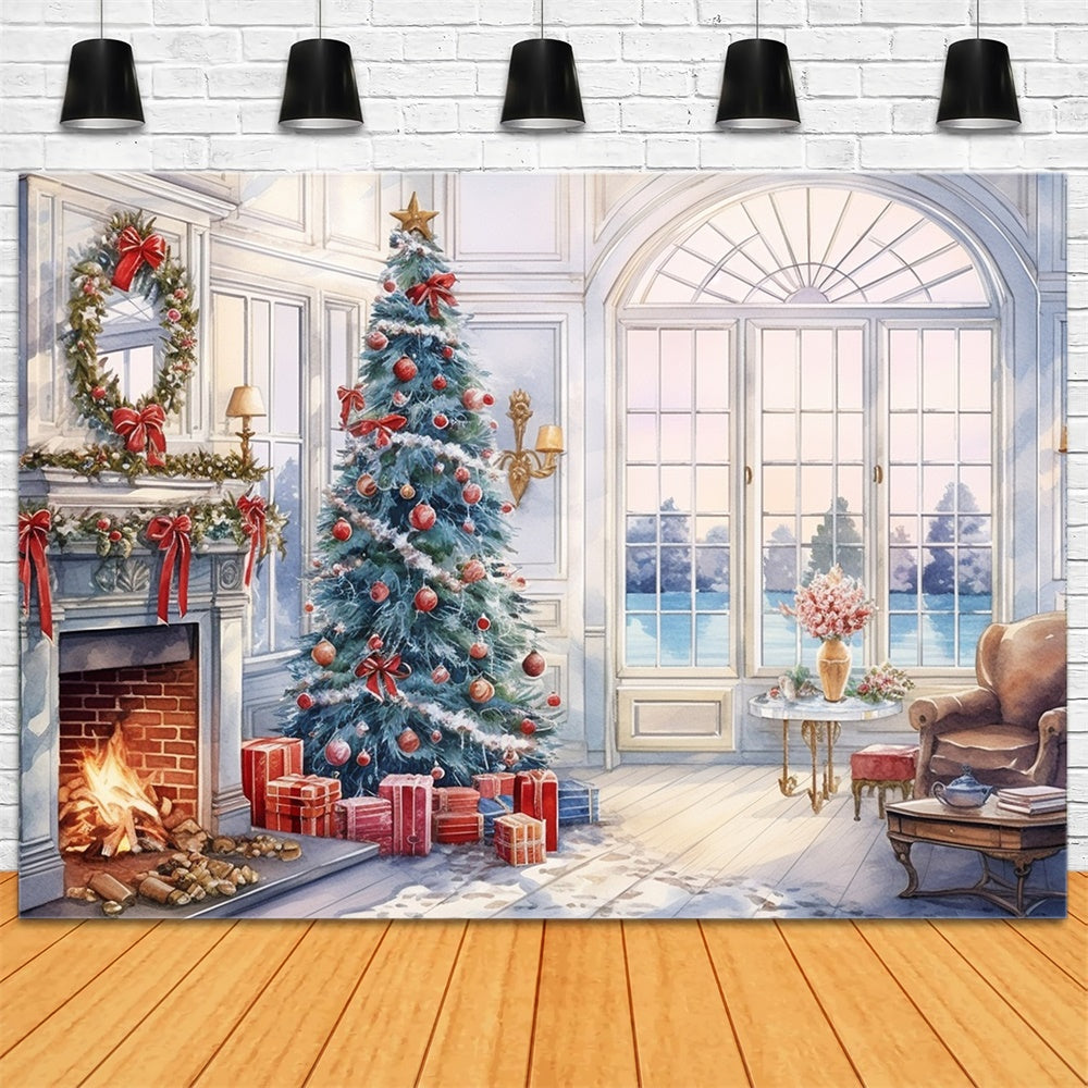 Christmas Cozy Living Room Fireplace Backdrop UK RR8-219