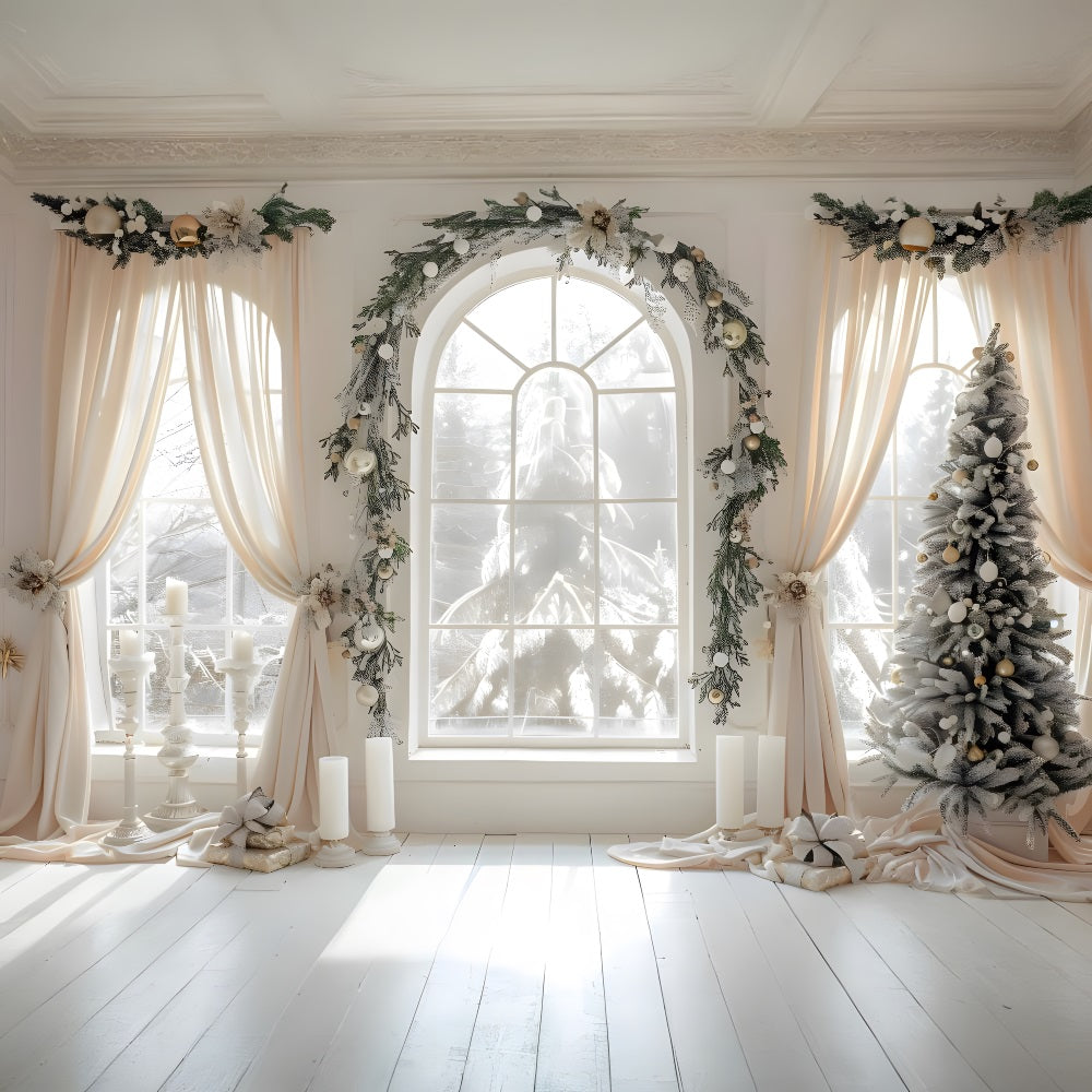 Christmas Elegant Window Curtains Backdrop UK RR8-222