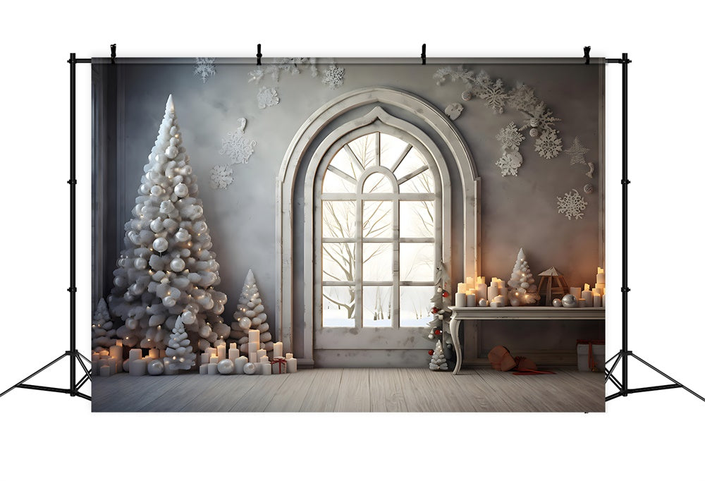 Christmas Arched Window Snowflake Backdrop UK RR8-224