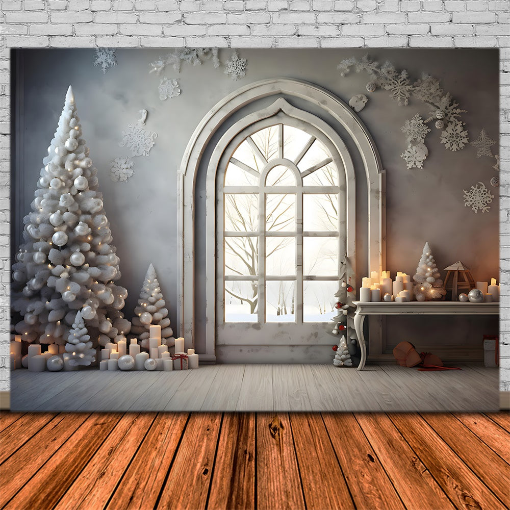 Christmas Arched Window Snowflake Backdrop UK RR8-224