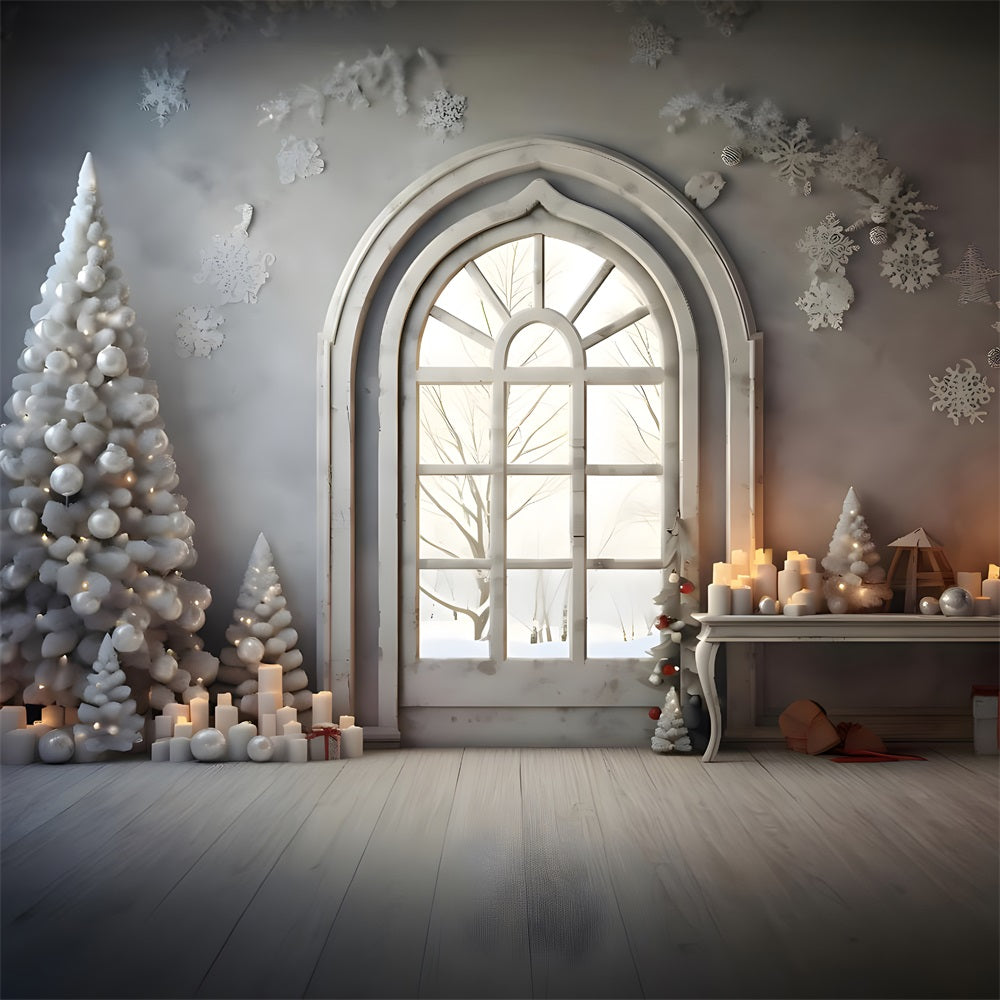 Christmas Arched Window Snowflake Backdrop UK RR8-224