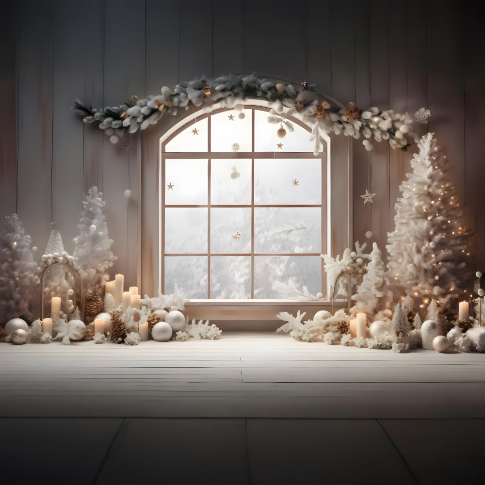 Christmas Elegant White Window Display Backdrop UK RR8-225