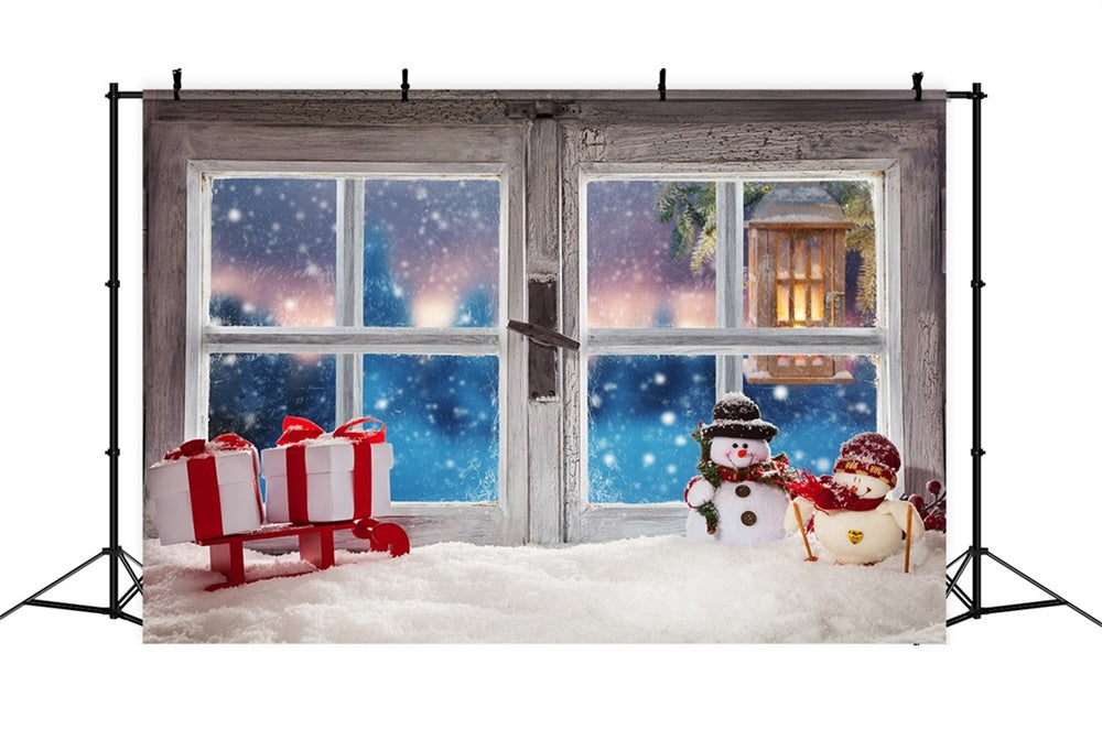 Christmas Cozy Window Snowman Backdrop UK RR8-231