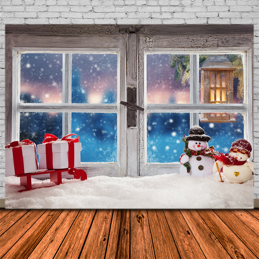 Christmas Cozy Window Snowman Backdrop UK RR8-231