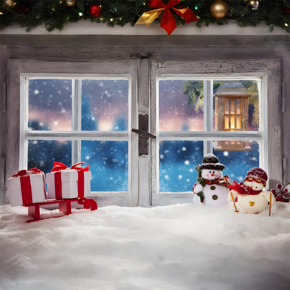 Christmas Cozy Window Snowman Backdrop UK RR8-231