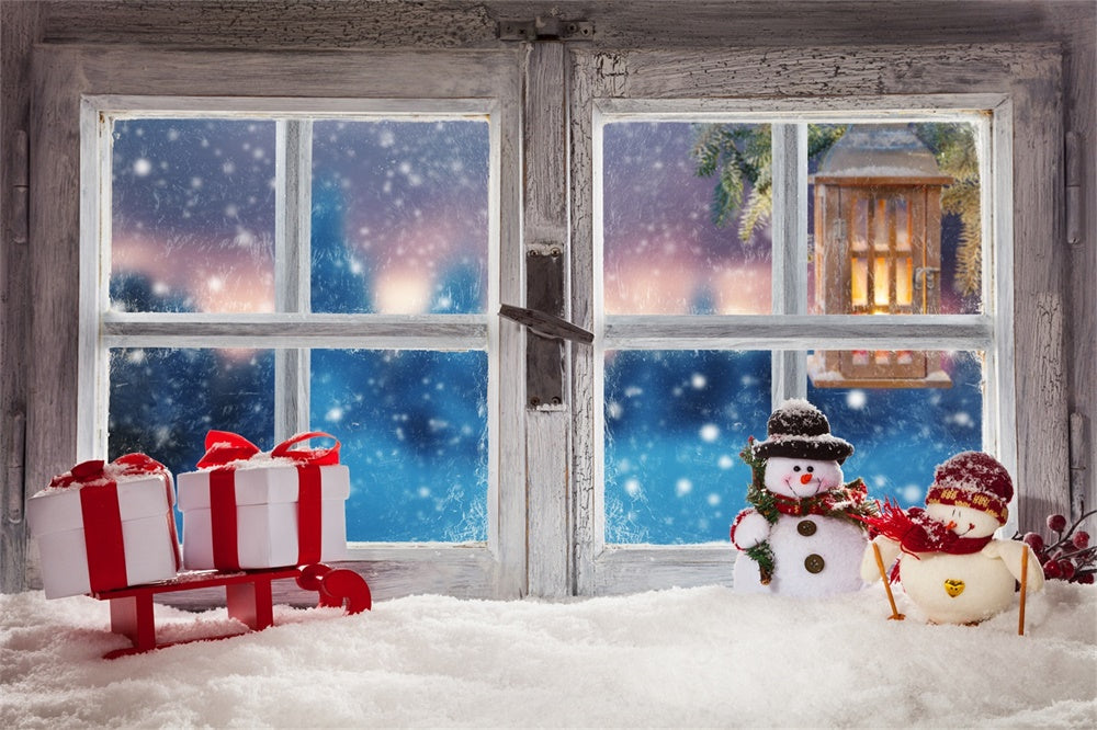 Christmas Cozy Window Snowman Backdrop UK RR8-231