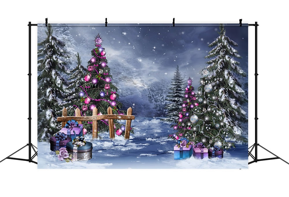 Christmas Enchanted Winter Forest Gifts Backdrop UK RR8-233