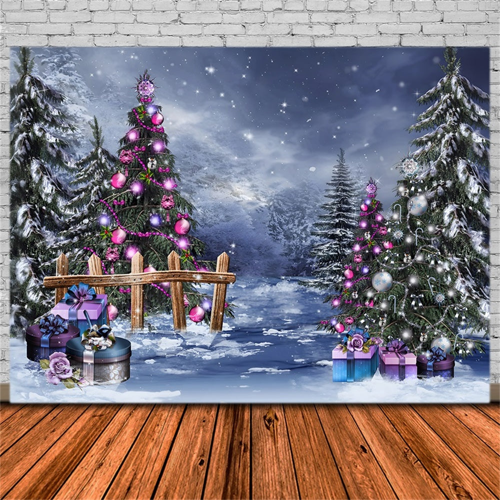 Christmas Enchanted Winter Forest Gifts Backdrop UK RR8-233