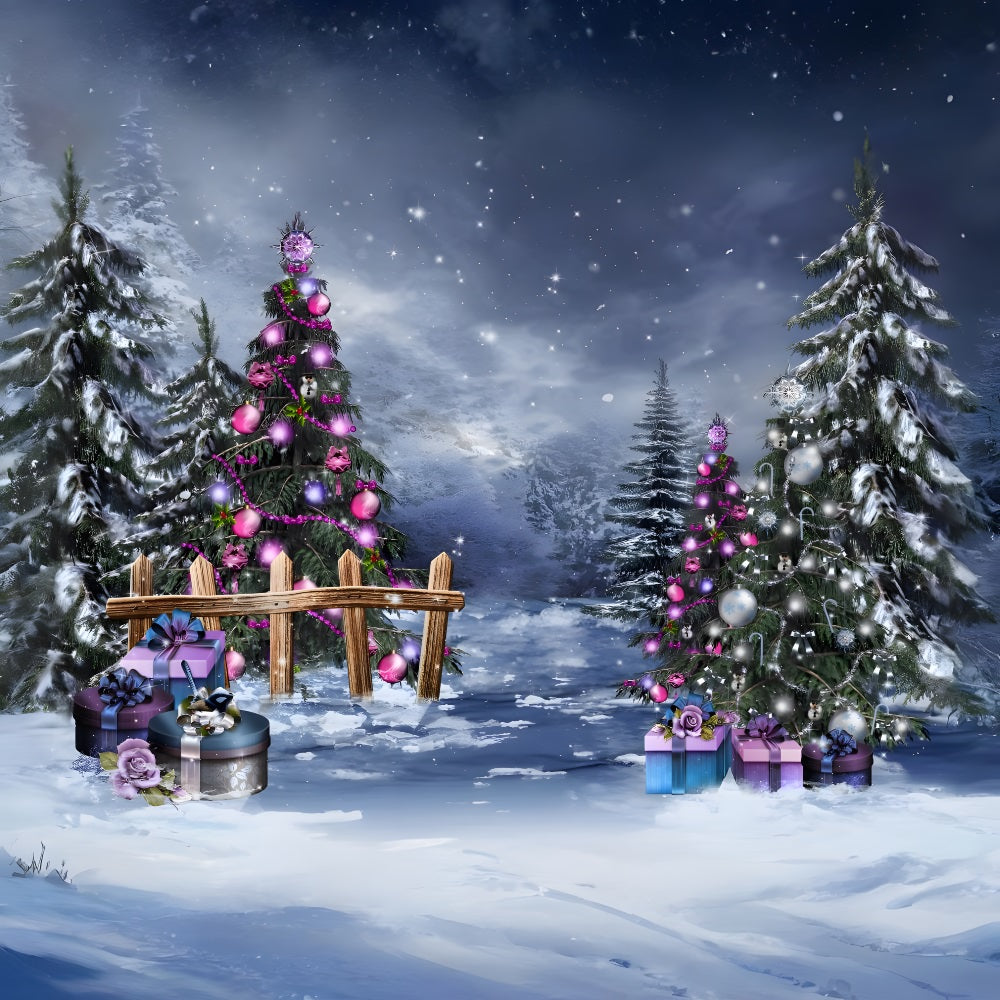 Christmas Enchanted Winter Forest Gifts Backdrop UK RR8-233