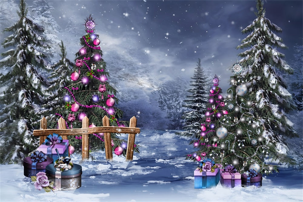 Christmas Enchanted Winter Forest Gifts Backdrop UK RR8-233