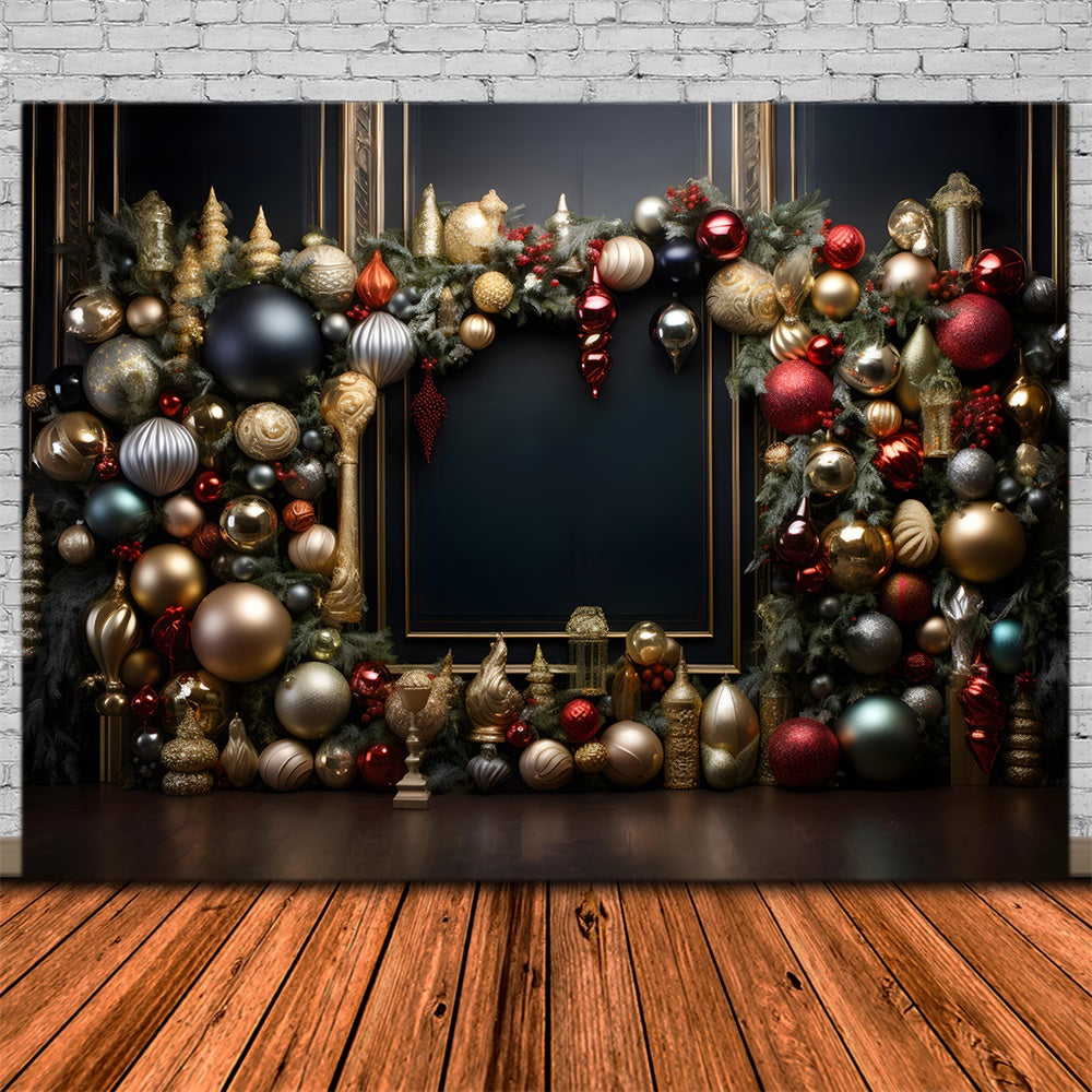 Christmas Elegant Ornaments Garland Backdrop UK RR8-237