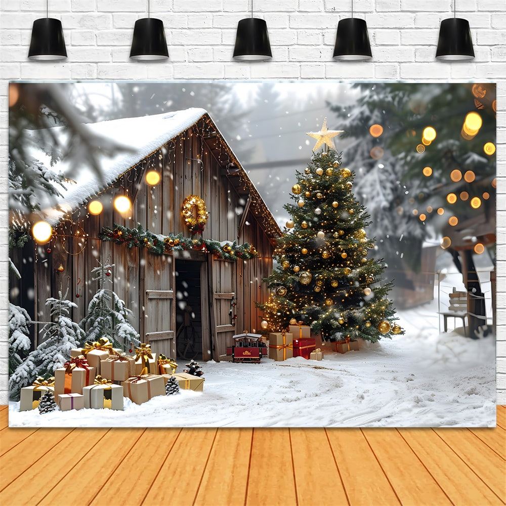 Christmas Wooden House Snowflake Backdrop UK RR8-24