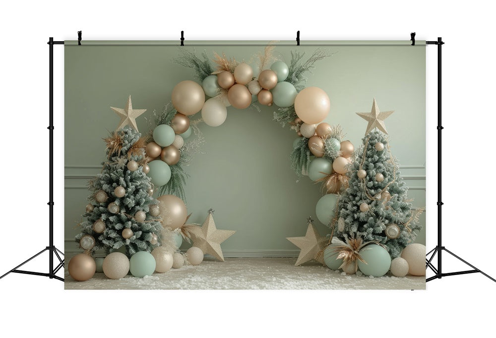 Christmas Elegant Balloon Arch Trees Backdrop UK RR8-243