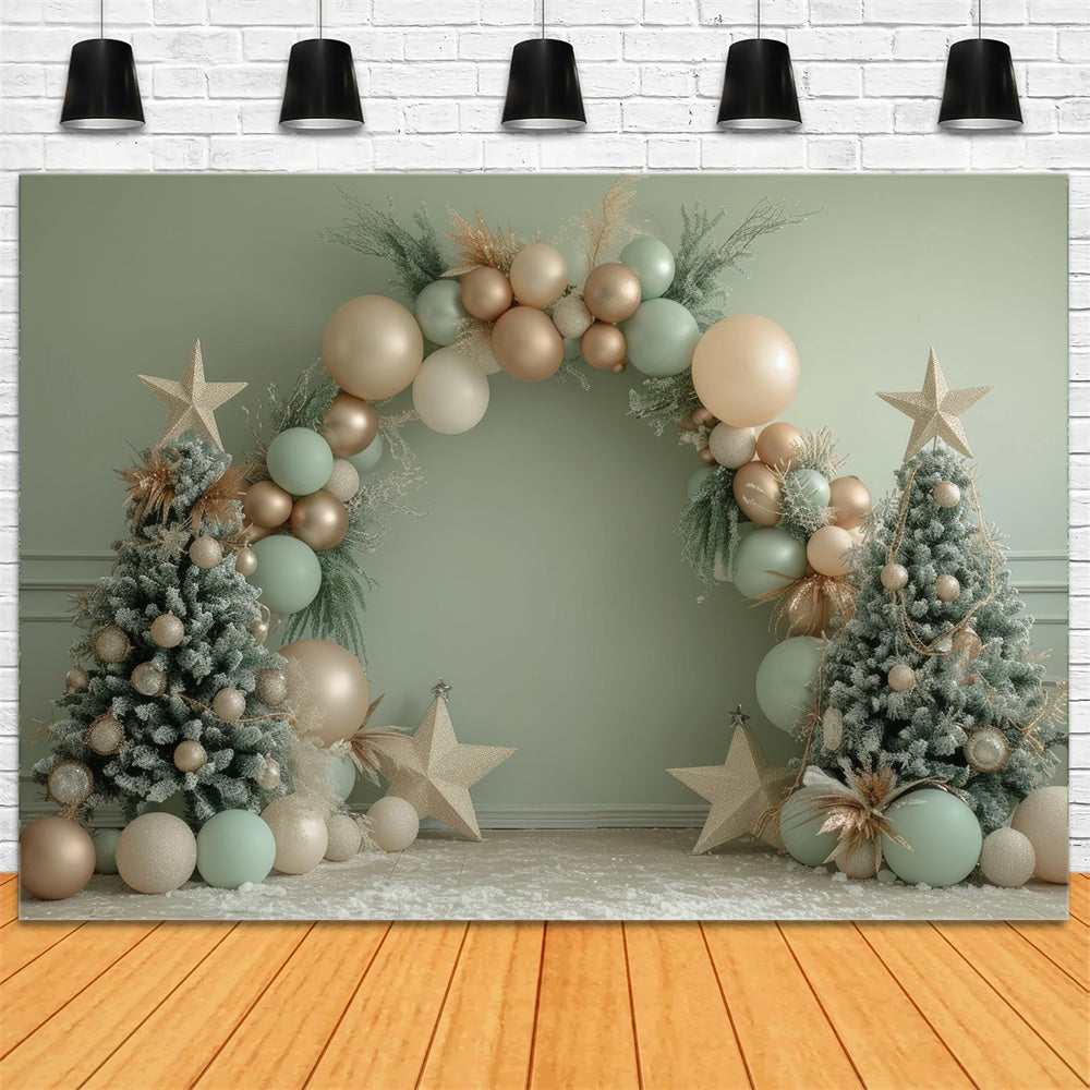 Christmas Elegant Balloon Arch Trees Backdrop UK RR8-243