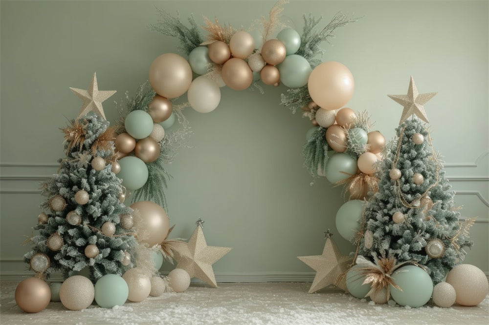 Christmas Elegant Balloon Arch Trees Backdrop UK RR8-243