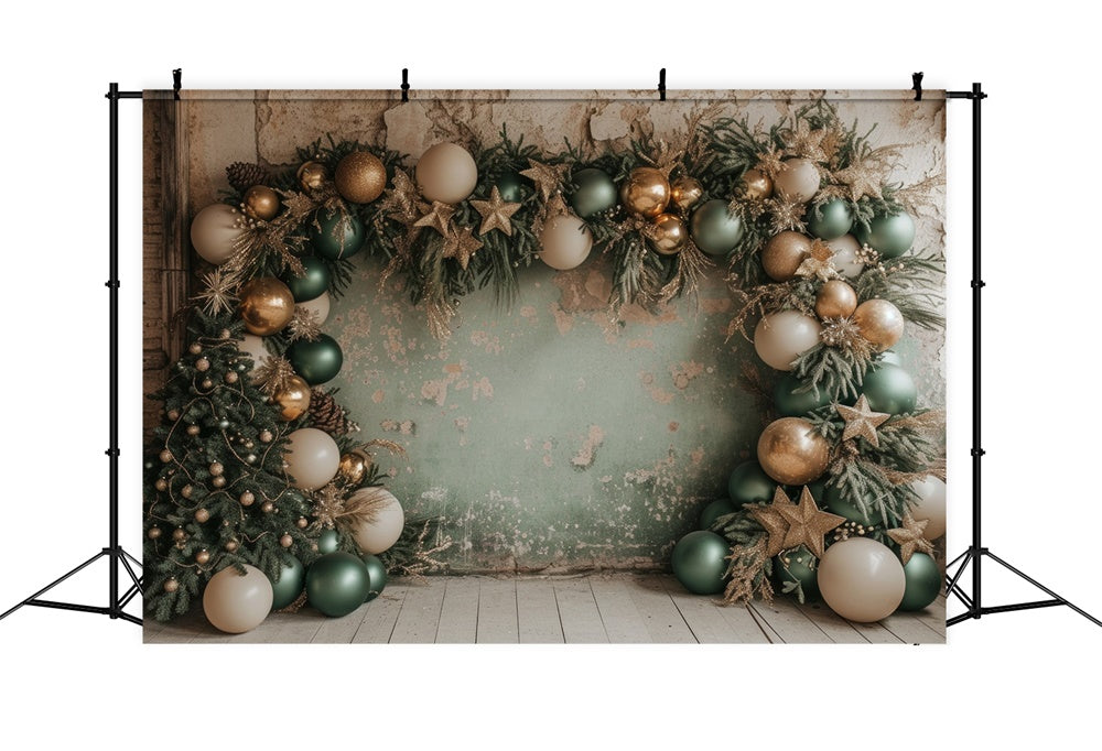 Christmas Rustic Balloon Garland Tree Backdrop UK RR8-244