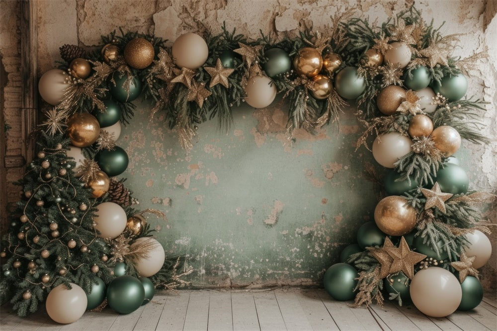 Christmas Rustic Balloon Garland Tree Backdrop UK RR8-244