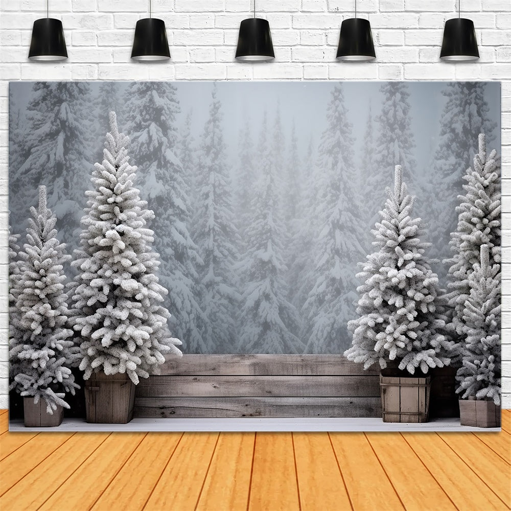 Christmas Snowy Forest Frosted Trees Backdrop UK RR8-247