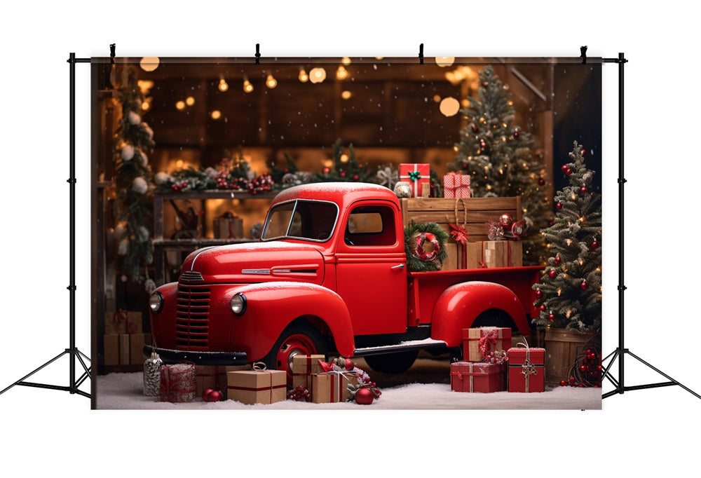 Christmas Red Truck Winter Wonderland Backdrop UK RR8-249