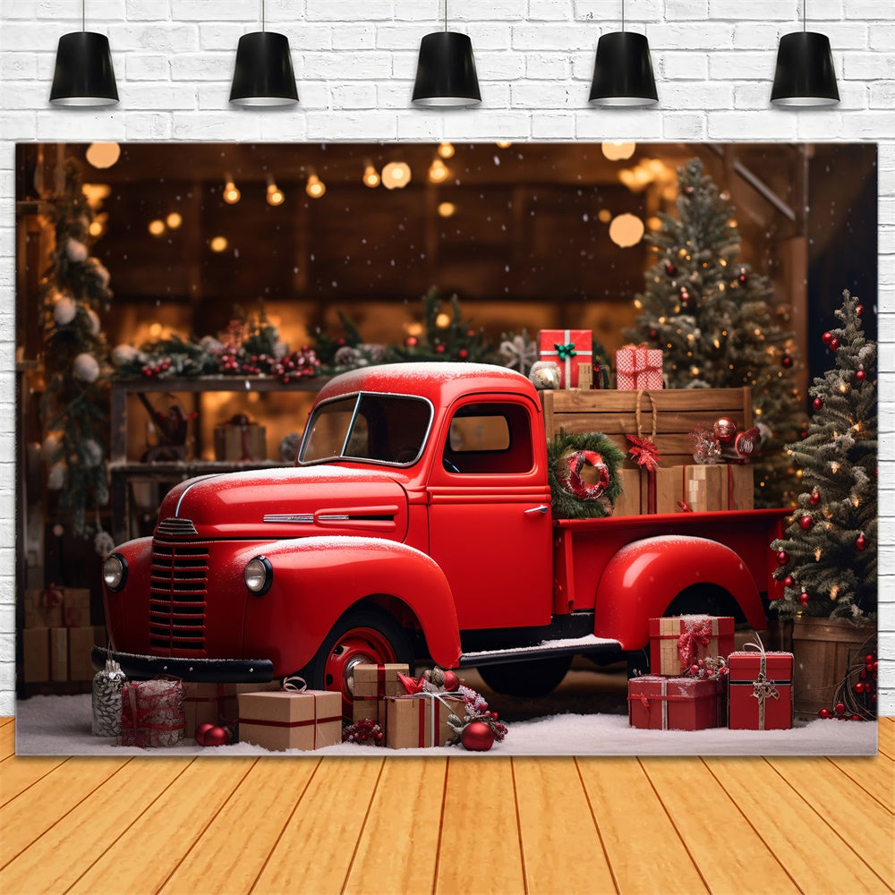 Christmas Red Truck Winter Wonderland Backdrop UK RR8-249