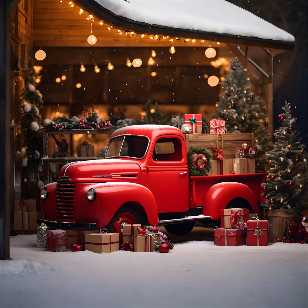 Christmas Red Truck Winter Wonderland Backdrop UK RR8-249