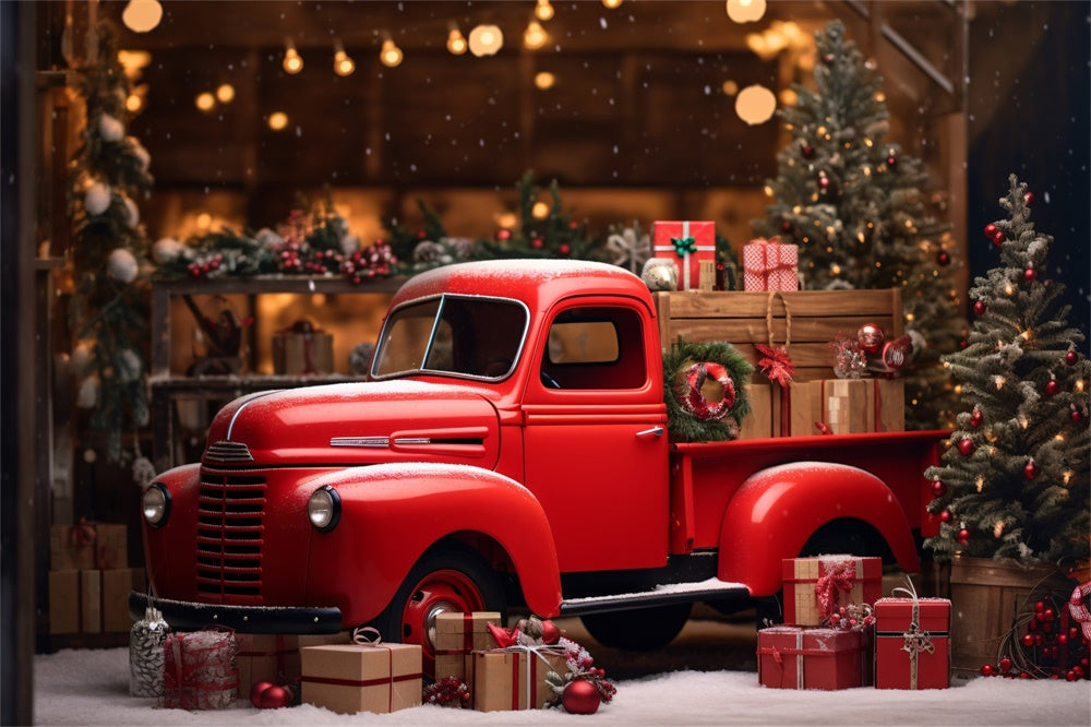 Christmas Red Truck Winter Wonderland Backdrop UK RR8-249