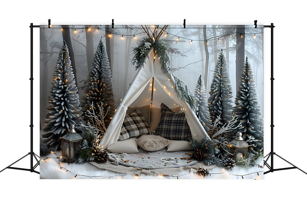 Christmas Forest Fir Trees Tent Backdrop UK RR8-25