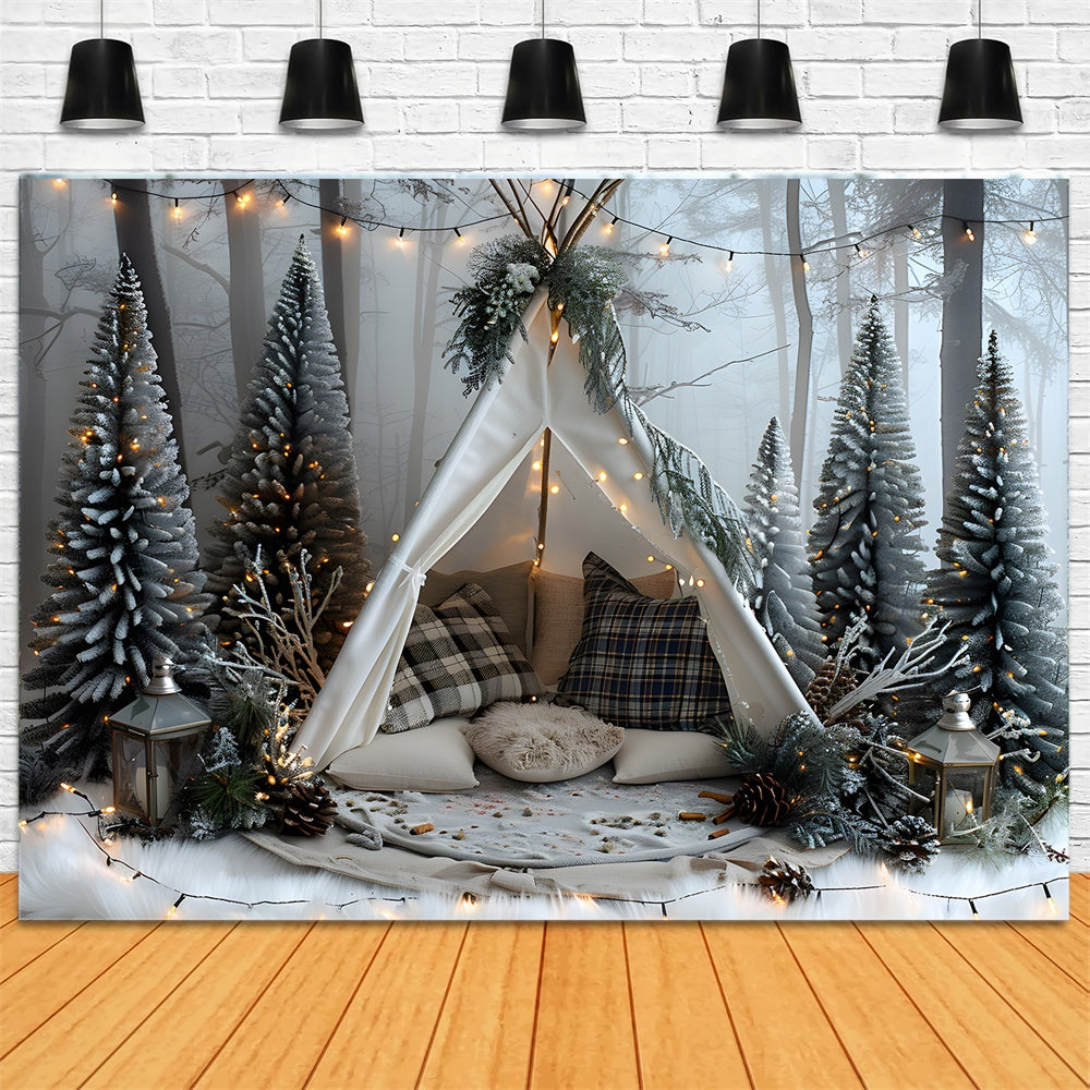 Christmas Forest Fir Trees Tent Backdrop UK RR8-25