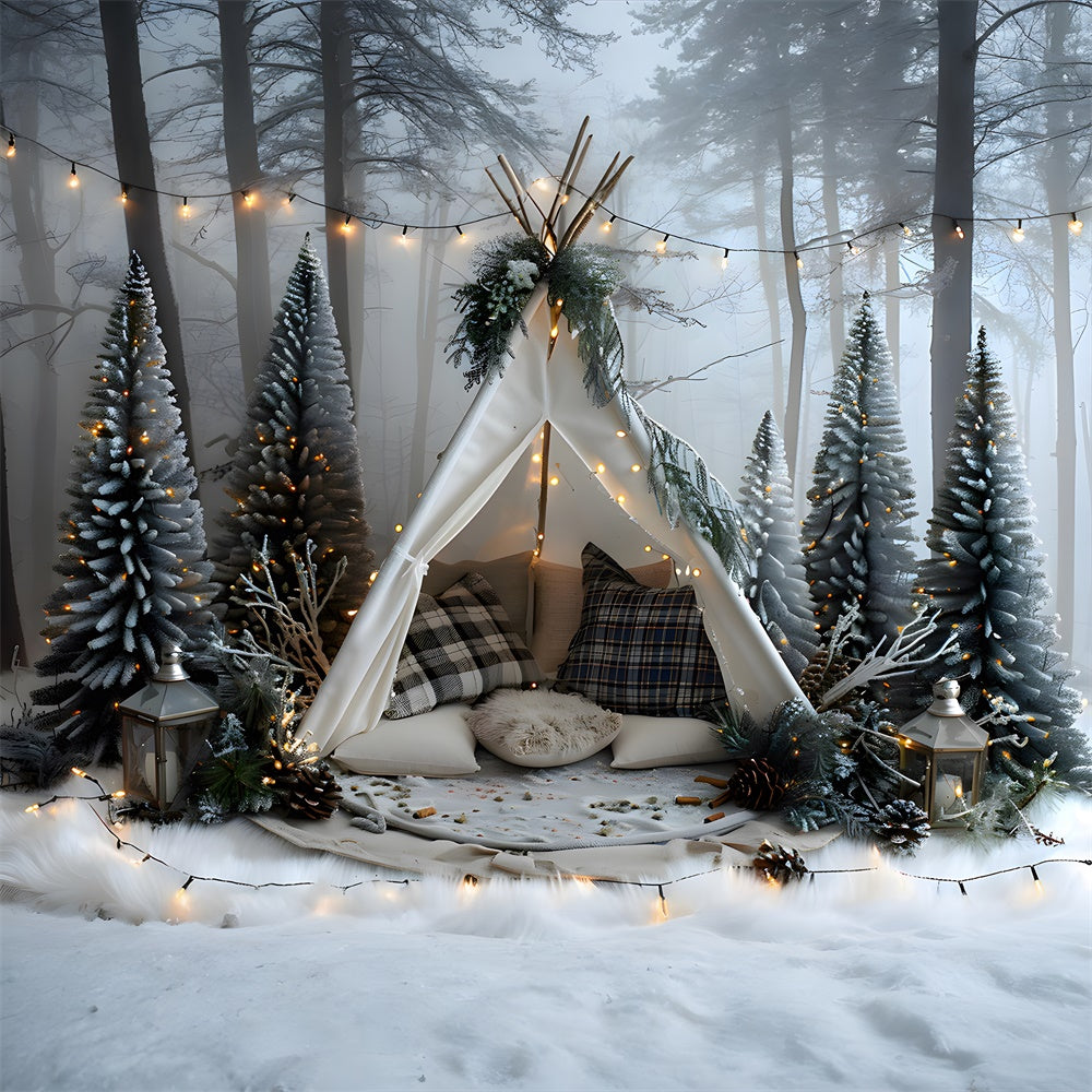 Christmas Forest Fir Trees Tent Backdrop UK RR8-25