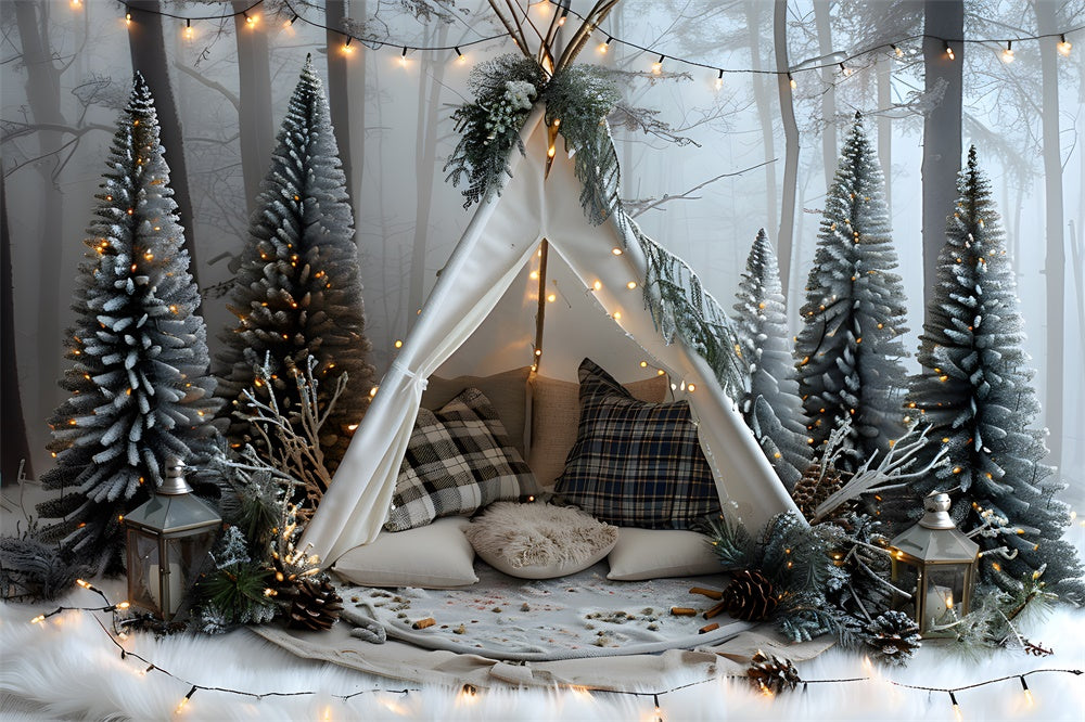 Christmas Forest Fir Trees Tent Backdrop UK RR8-25