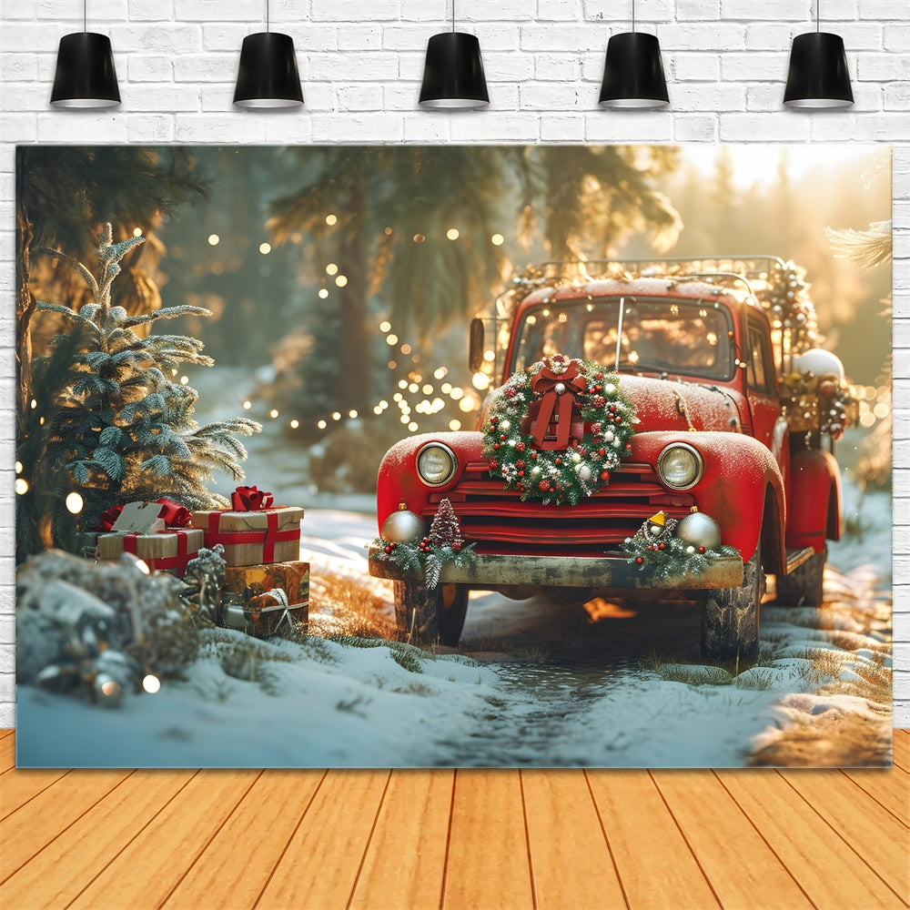 Christmas Vintage Truck Festive Wreath Backdrop UK RR8-250