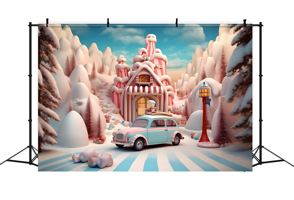 Christmas Gingerbread House Candy Car Backdrop RR8-253