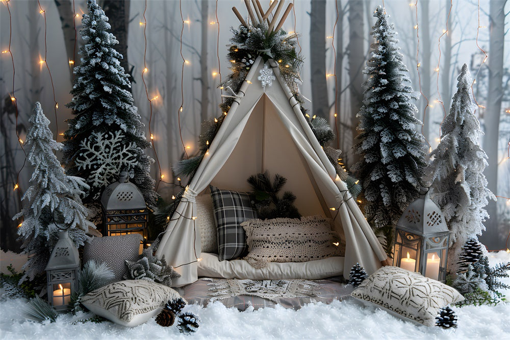 String Lights Tent Christmas Trees Backdrop UK RR8-26