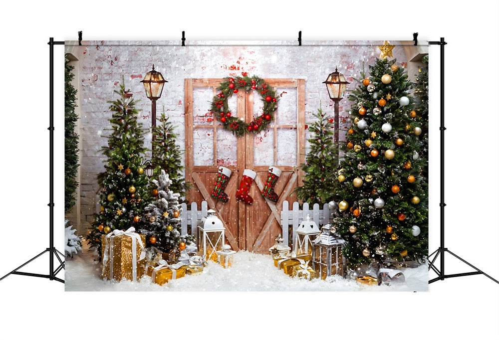 Christmas Forest Twinkling Lights Backdrop RR8-270