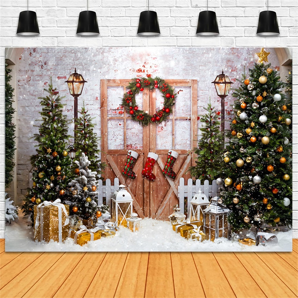 Christmas Forest Twinkling Lights Backdrop RR8-270