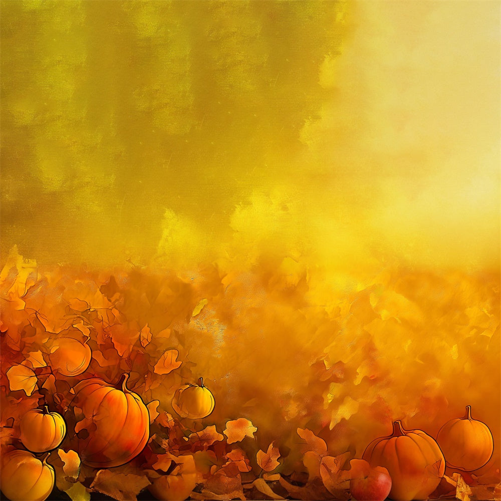 Golden Pumpkins Amid Leaves Floor Backdrop UK RR8-281