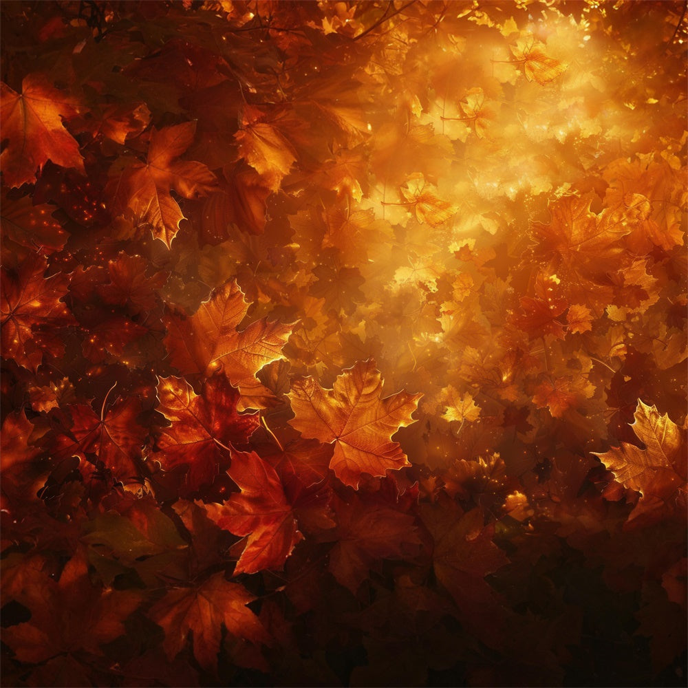 Glowing Fall Leaves on Dark Floor Backdrop UK RR8-282