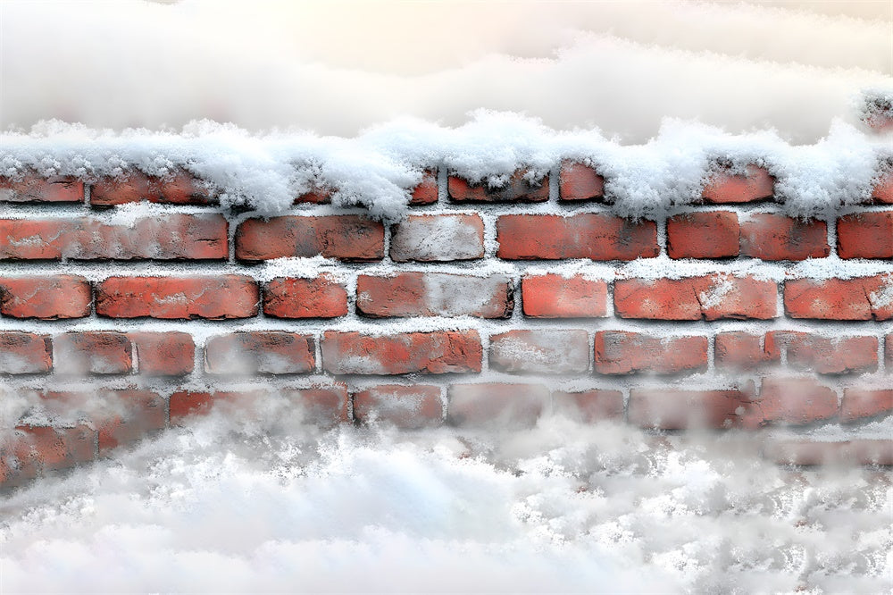 Frosted Brick Wall Snowy Floor Backdrop UK RR8-287