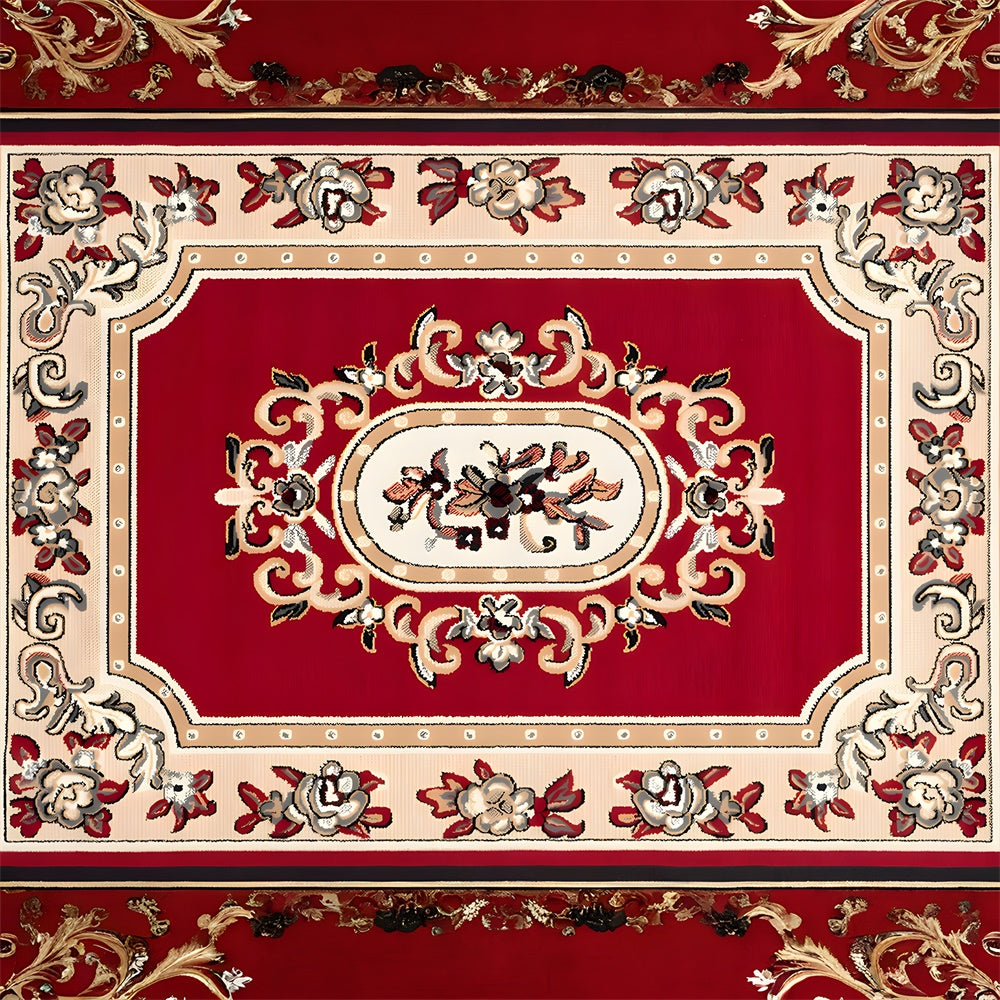 Elegant Red Beige Carpet Floor Backdrop UK RR8-296