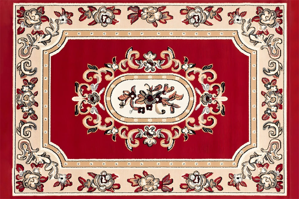 Elegant Red Beige Carpet Floor Backdrop UK RR8-296