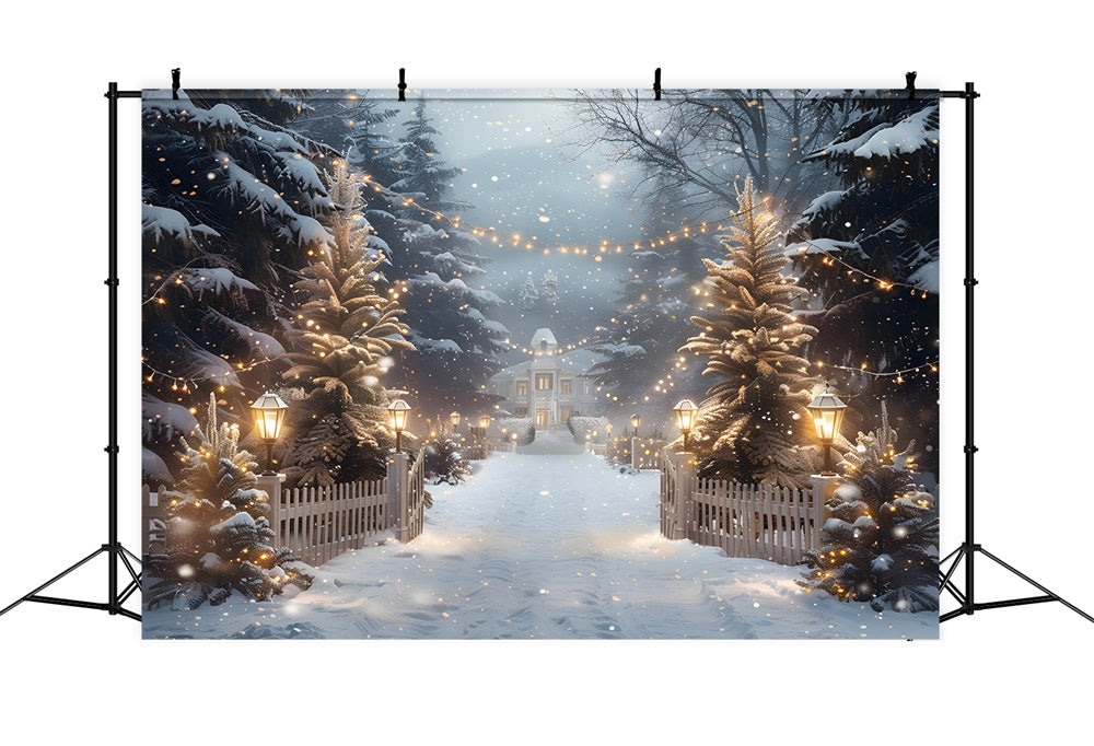 Christmas String Lights Woods House Backdrop UK RR8-30