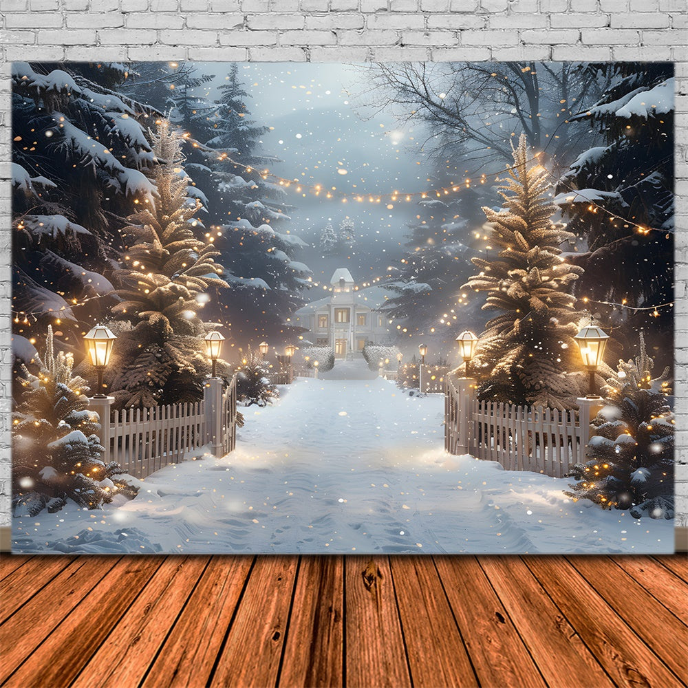 Christmas String Lights Woods House Backdrop UK RR8-30