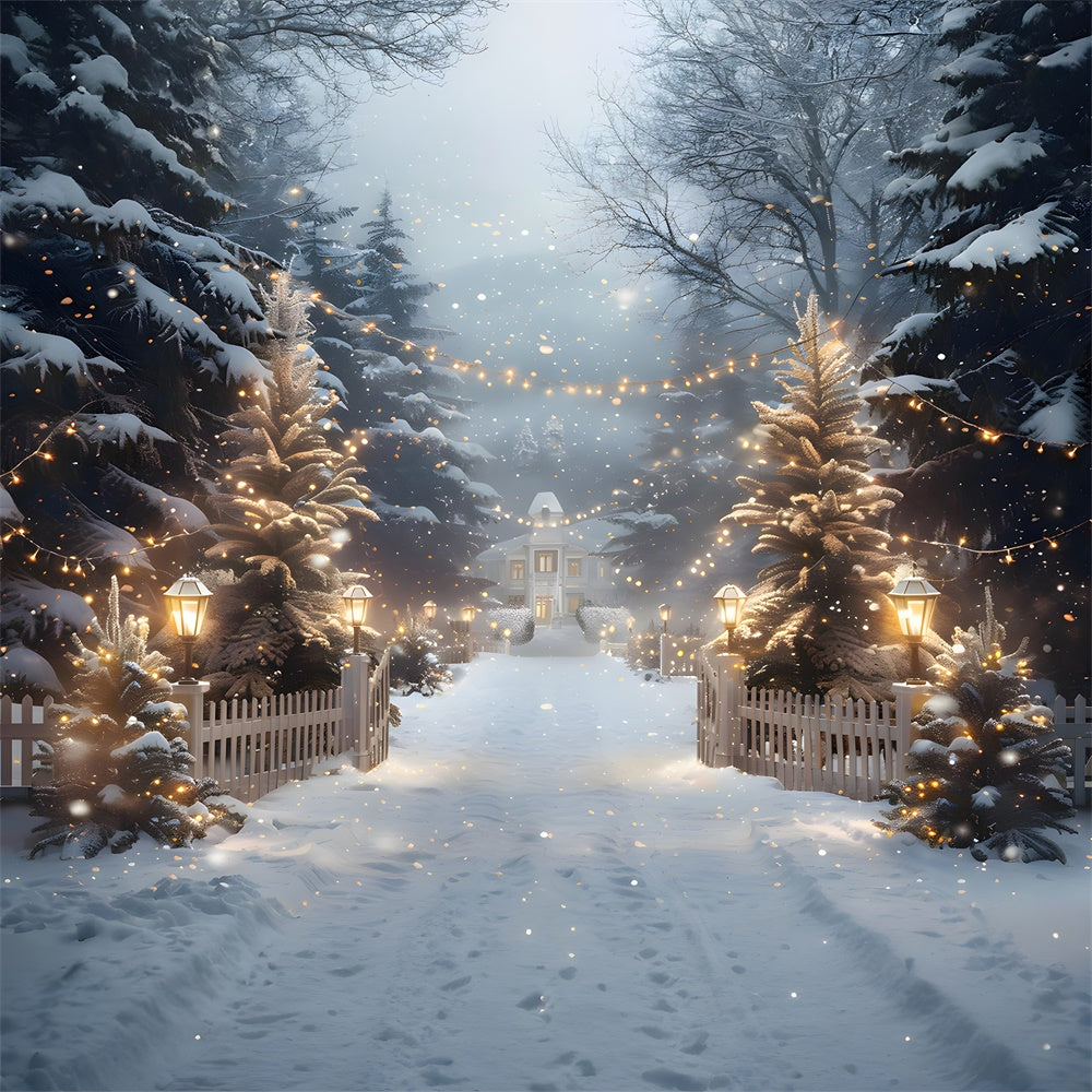 Christmas String Lights Woods House Backdrop UK RR8-30