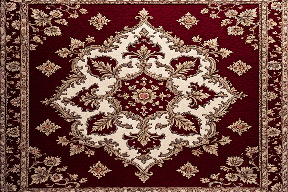 Red and Cream Elegant Carpet Floor Backdrop UK RR8-302