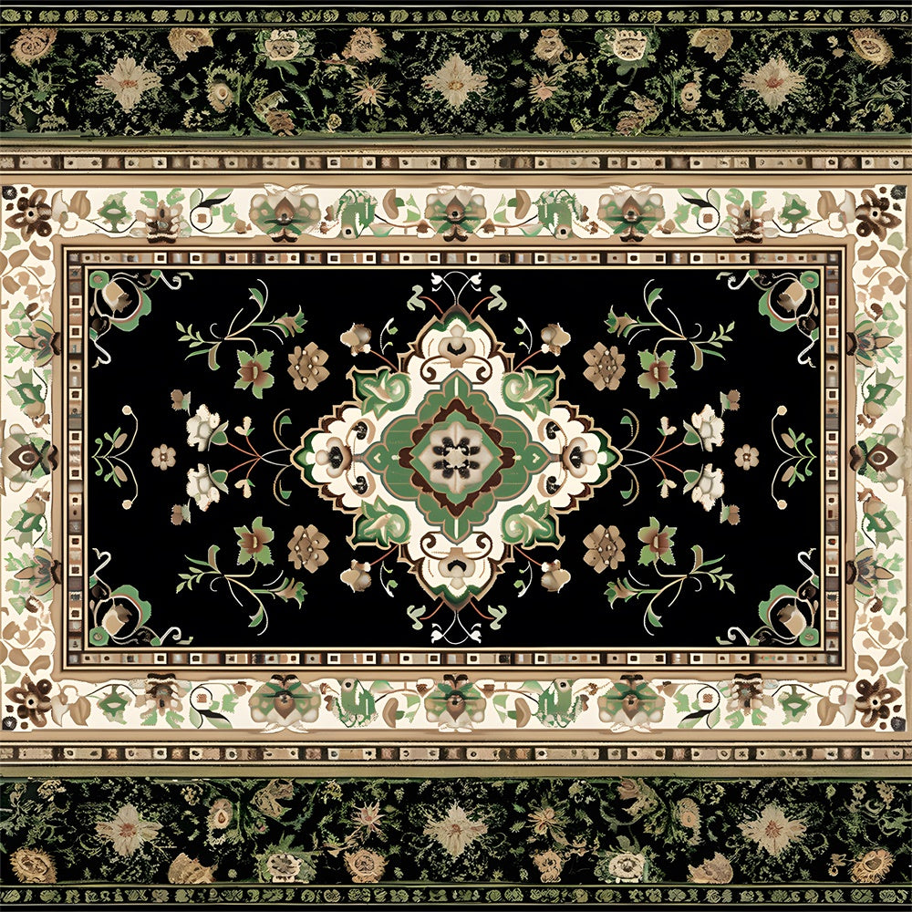 Black and Green Floral Carpet Floor Backdrop UK RR8-303