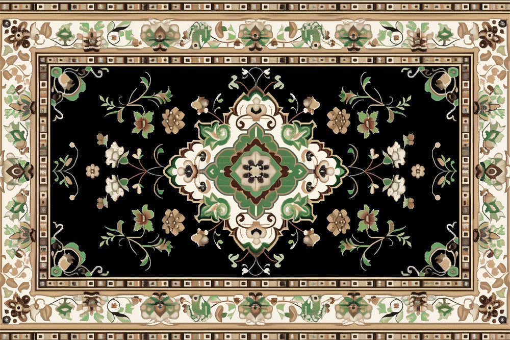 Black and Green Floral Carpet Floor Backdrop UK RR8-303