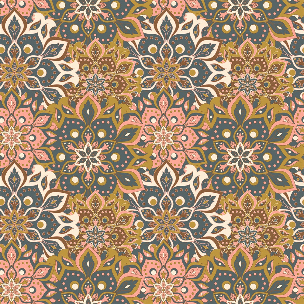 Intricate Geometric Floral Pattern Floor Backdrop UK RR8-304